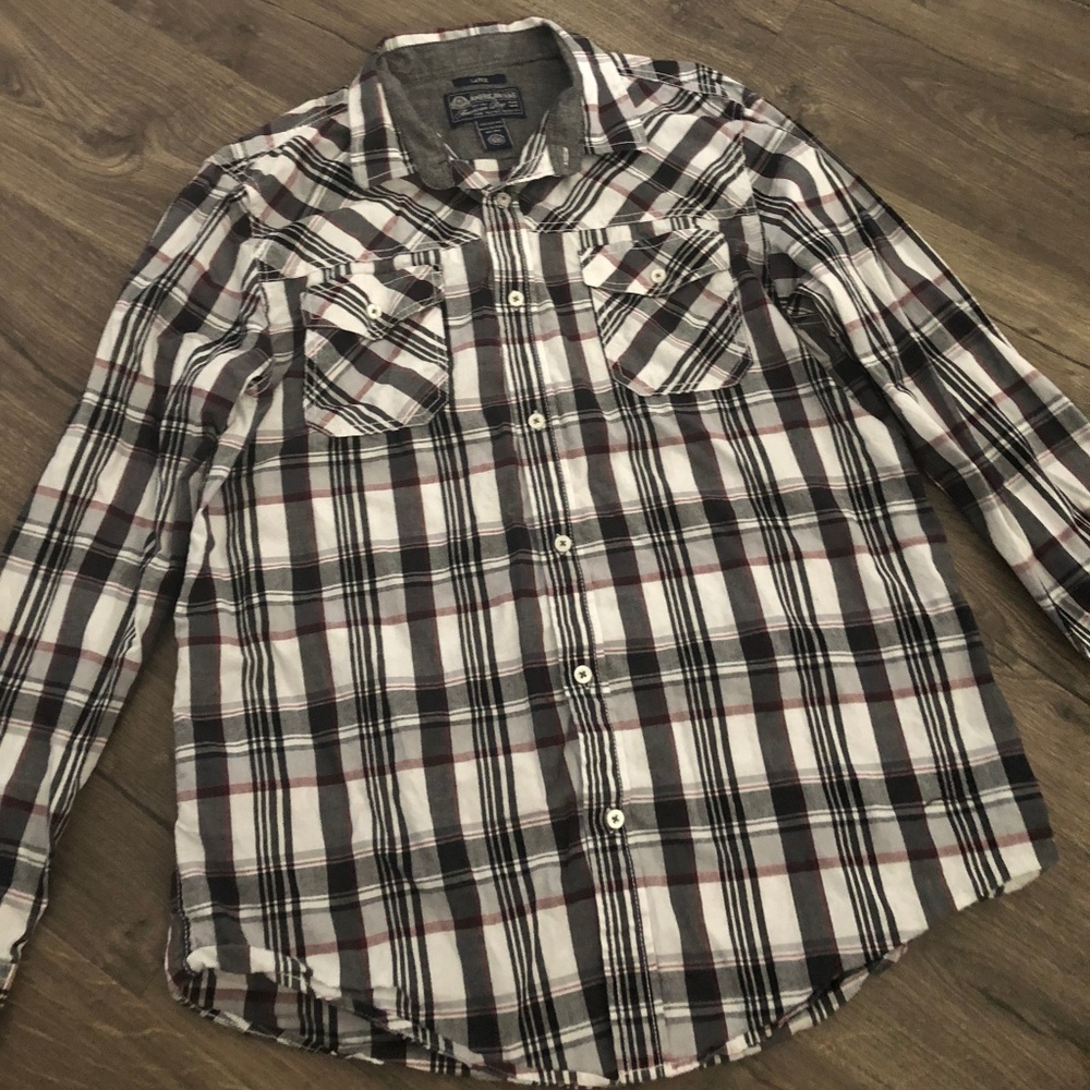 MEN'S LONG SLEEVE PLAID BUTTON UP SHIRT